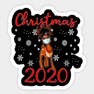 Christmas 2020 Reindeer Quarantine, Cute Xmas Face Mask Gift Sticker